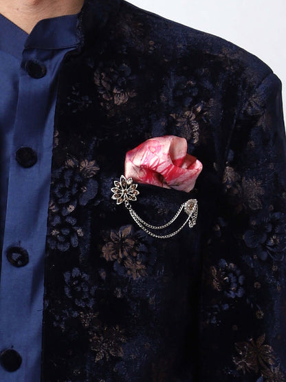 Mystique Blue Velvet Indo Western Dress for Men - Main Image