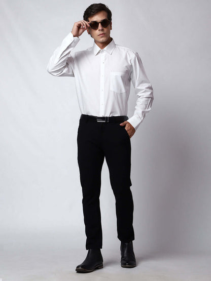 Plain White Cotton Shirt for Men, made of high quality cotton. Perfect formal wear white shirt for daily office wear, business meetings and formal occasions by Crease India.