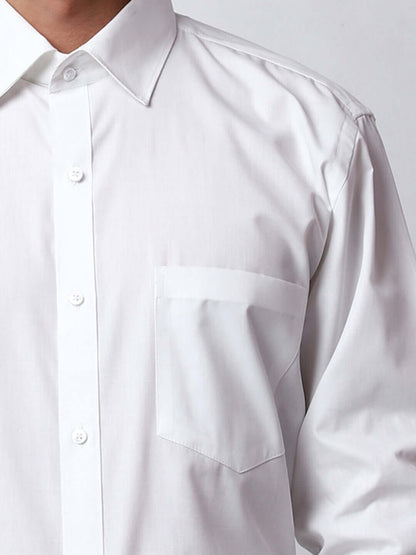 Plain White Cotton Shirt for Men, made of high quality cotton. Perfect formal wear white shirt for daily office wear, business meetings and formal occasions by Crease India.